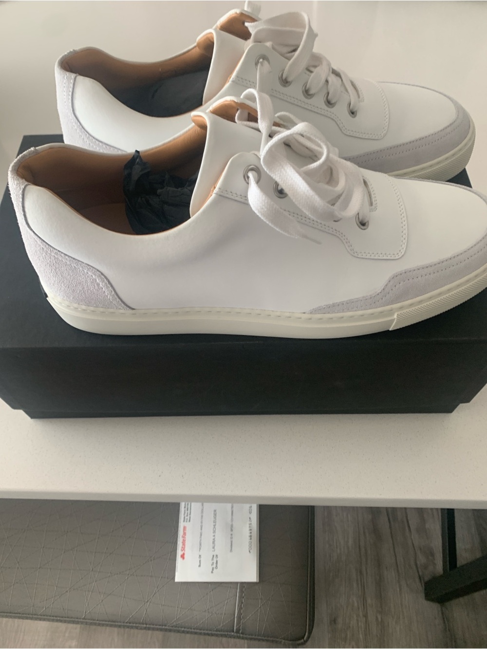 Harry's of London White & Light Gray Leather Sneakers. Never warn.